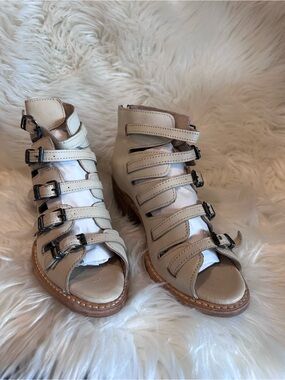 Freebird Quinn Beige Multi-Buckle Heeled Sandal Boots